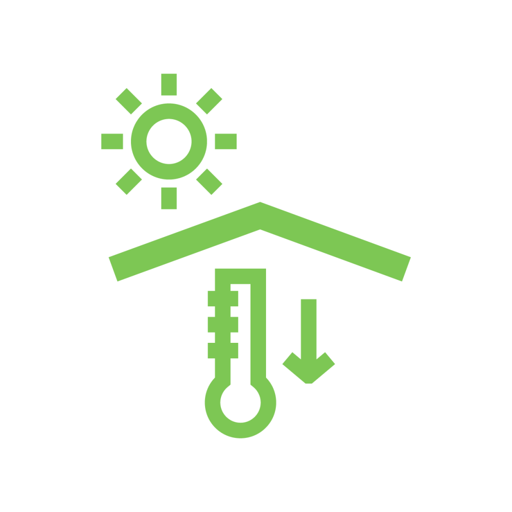 Augalinis stogas Sumažina aplinkos temperatūrą